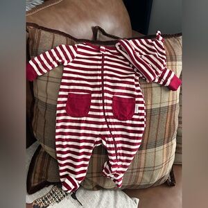 Tahari Red and White Striped Kids Footie 0-3mths